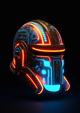Orange Blue Neon Helmet
