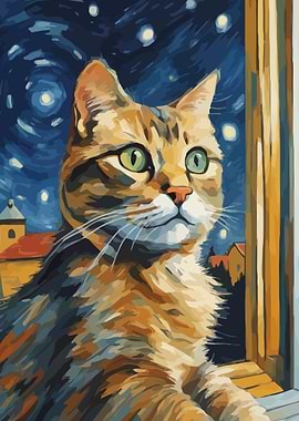 Starry Night Cat