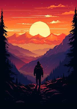 Man and Mountain Pixel Art
