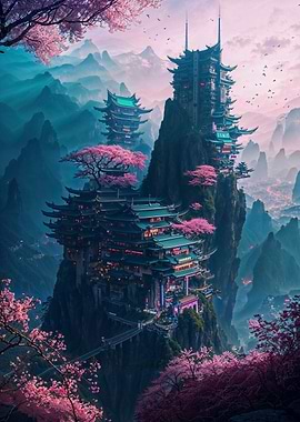 Neon Sakura Cityscape