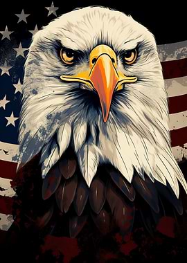 American Eagle On USA Flag