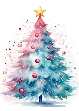Watercolor Christmas Tree