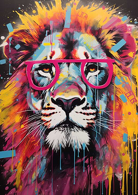 Lion Psychodelic Graffiti