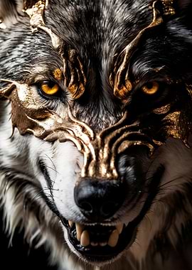 white and gold wolf