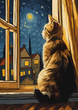 Starry Night Cat