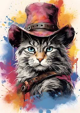 Cowboy Cat in a Hat