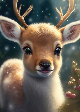 Reindeer Calf In Winter