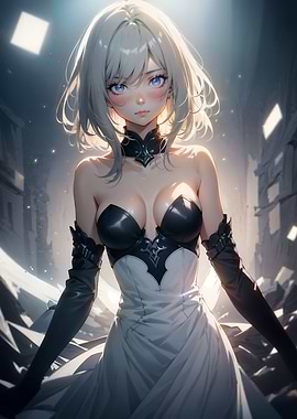 A woman in a white dress