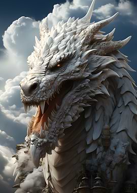 White Dragon in the Clouds