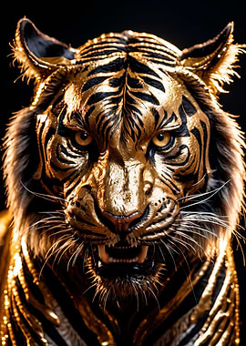 black and gold wild tiger