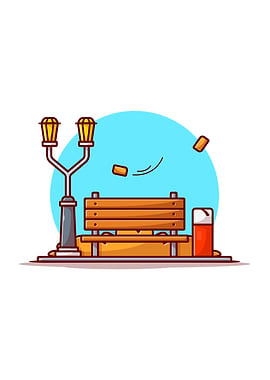 Bench in Park with Street