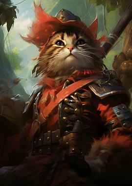 Cat Medieval warrior