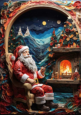 Santa Sitting by the Fire