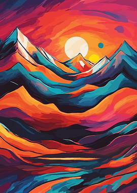 Abstract Mountain Sunset