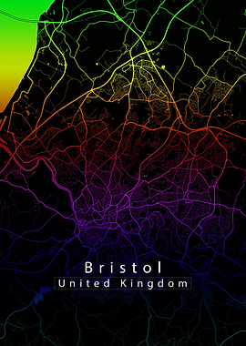 Bristol City Map rainbow