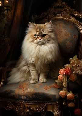 Persian cat with flowers