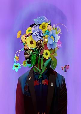 Cool Black Boy Flower Head