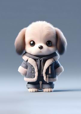 puppy wearing a denim jack