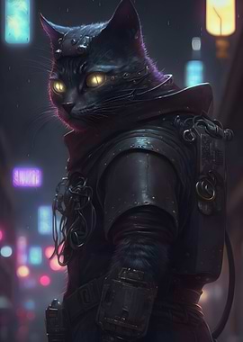 cyberpunk human cat