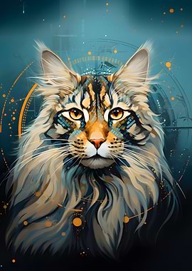 Artistic maine coon cat
