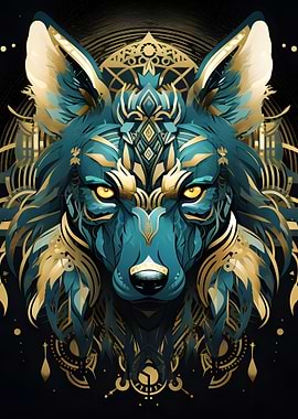 Native turquoise wolf