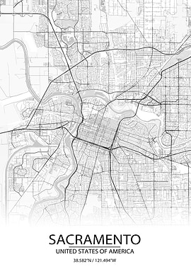 Sacramento CA White Map