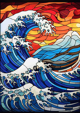 The Great Wave Glass