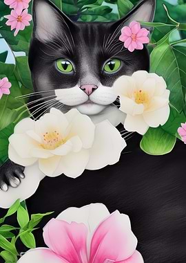 Black White Cat Flowers