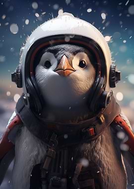 Cute Astronaut Penguin