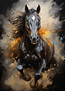 Black Horse Galloping