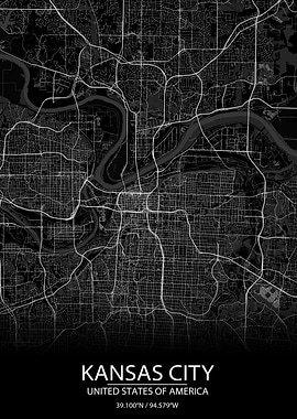 Kansas City MO Black Map
