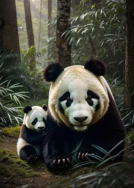 Panda and family animal