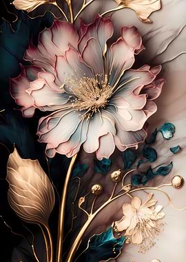 Gold Floral abstract