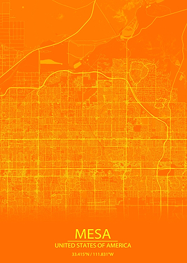 Mesa Arizona Orange Map