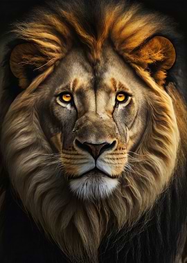 Painted Lion Portrait