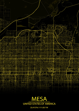 Mesa Arizona Yellow Map