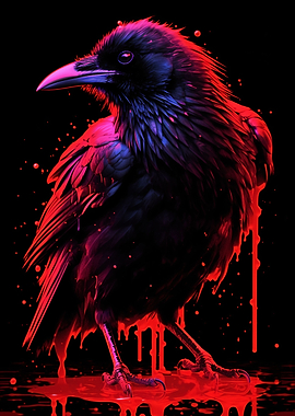 Neon Red Crow