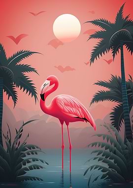 Pink Tropical Flamingo 02