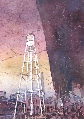 Durham NC skyline artwork