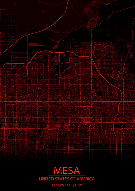 Mesa Arizona Red Black Map