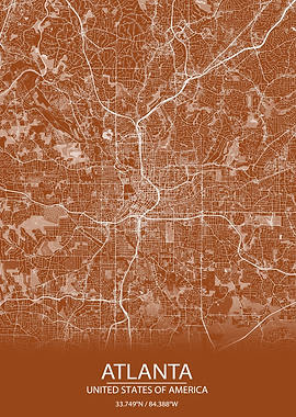 Atlanta Georgia Brown Map