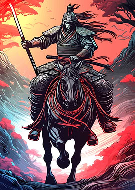 Samurai warrior on a horse