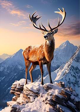 Deer Sunset Mountains
