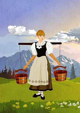 Norwegian girl carrying wa