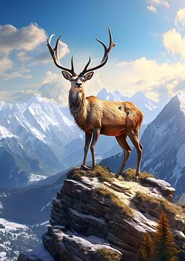 Deer Sunset Mountains