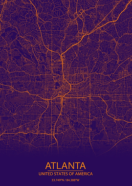 Atlanta Georgia Purple Map