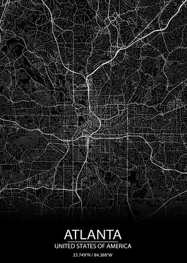 Atlanta Georgia Black Map