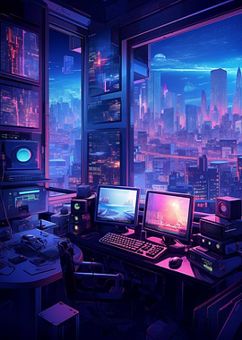 Vaporwave Home Office