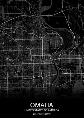 Omaha Nebraska Black Map