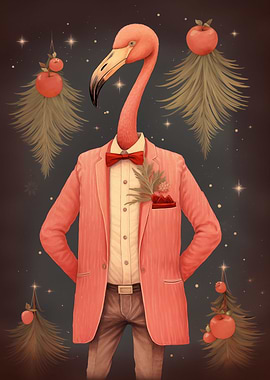 Portrait Xmas Flamingo